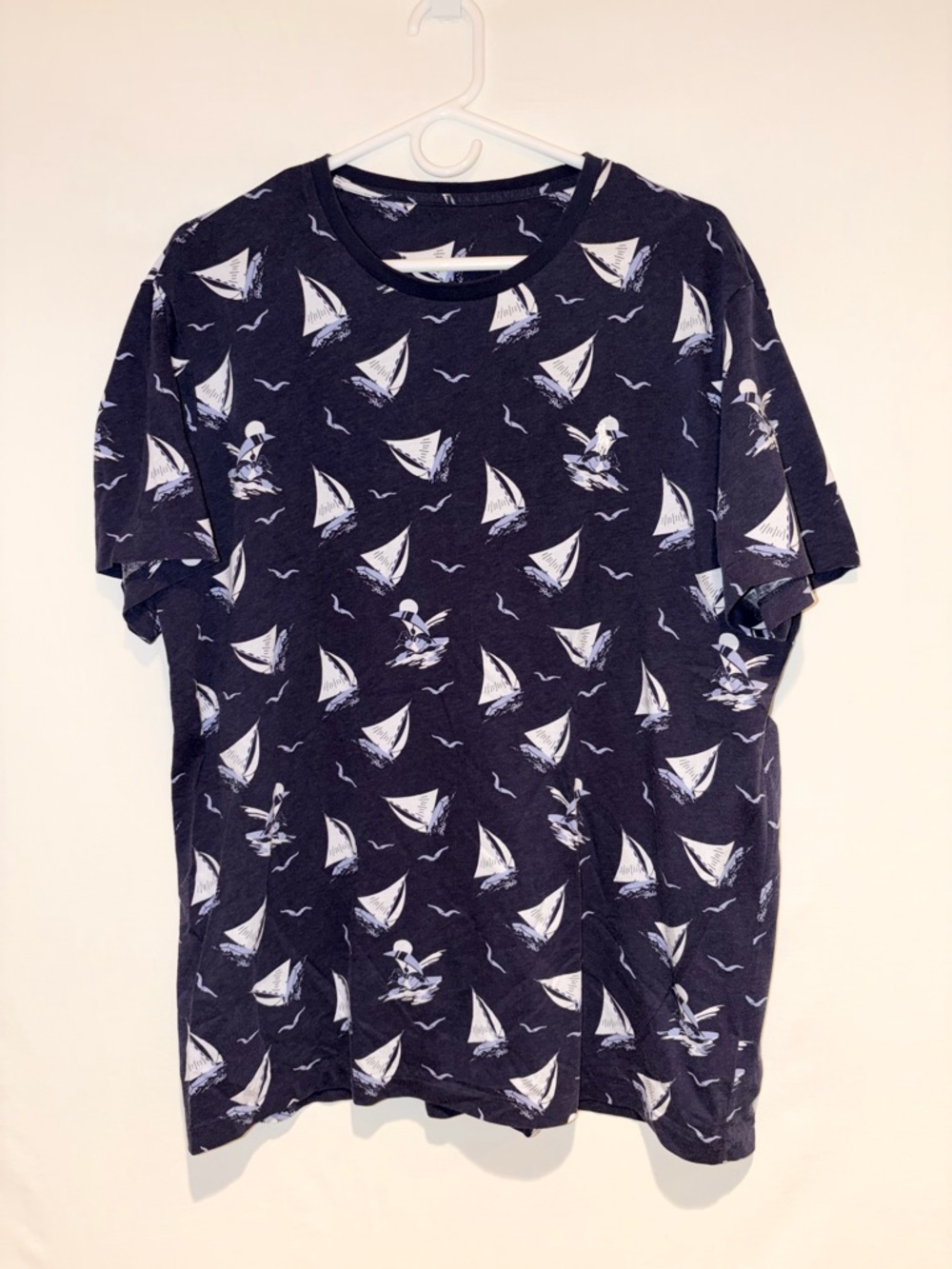 Ralph Lauren Navy Tee with White Sailboat Motif
